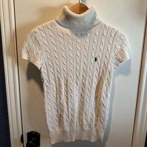 Ralph Lauren Women's White Cable Knit Turtleneck Sweater